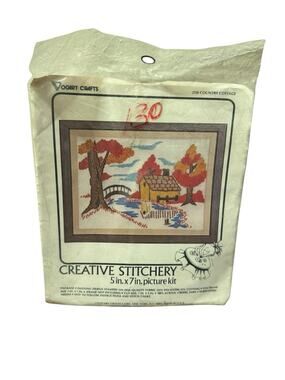 Vogart Crafts Creative Stitchery 2110 Country Cottage Cross Stitch Kit 5”x7”